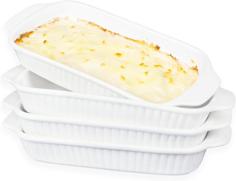 dingdaer Small Au Gratin Baking Dish with Handles 7 x 4, Set of 4, 8.5 Oz Ceramic Casserole Dishes, for Oven Roasting, Au Gratin Pans Set for Individual portion, Lasagna, Pie, Gratin, Kitchen Home - Image 1