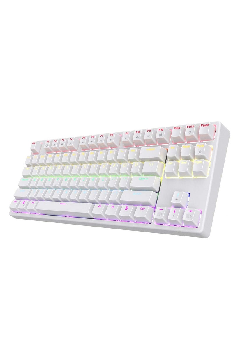 AK87 TKL Gaming Mechanical Keyboard – Hot Swap BLUE Switch – RGB Luminous – USB Wired – 87 English Layout Key | White - Image 1