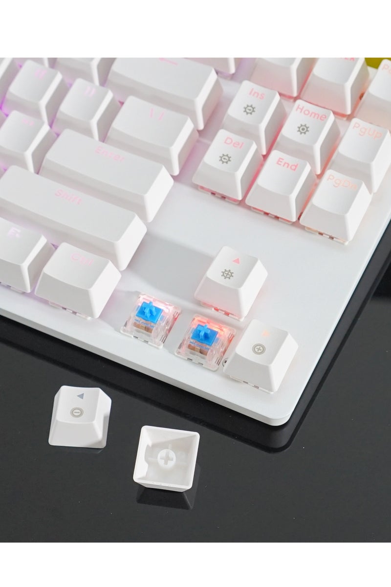 AK87 TKL Gaming Mechanical Keyboard – Hot Swap BLUE Switch – RGB Luminous – USB Wired – 87 English Layout Key | White - Image 4