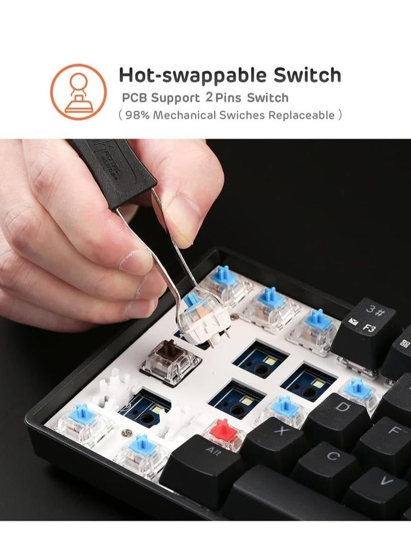 AK87 TKL Gaming Mechanical Keyboard – Hot Swap BLUE Switch – RGB Luminous – USB Wired – 87 English Layout Key | White - Image 3