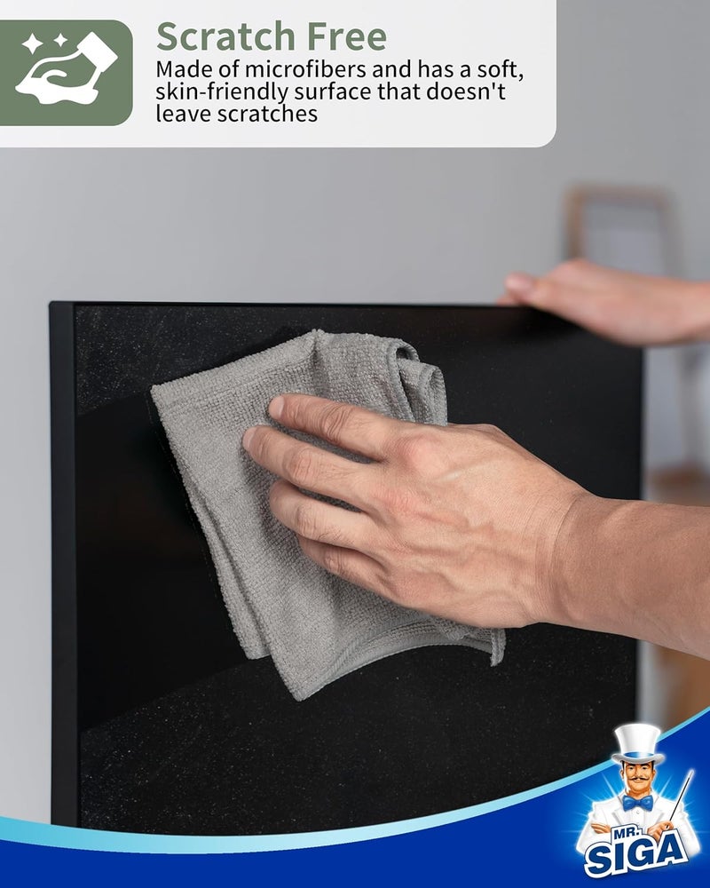 Mr Siga MR.SIGA Microfiber Cleaning Cloths - Pack of 15, All-Purpose, Streak Free, Grey, 30 x 30 cm - Image 4