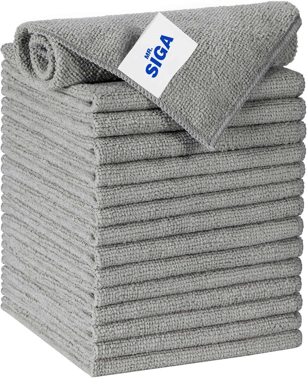 Mr Siga MR.SIGA Microfiber Cleaning Cloths - Pack of 15, All-Purpose, Streak Free, Grey, 30 x 30 cm