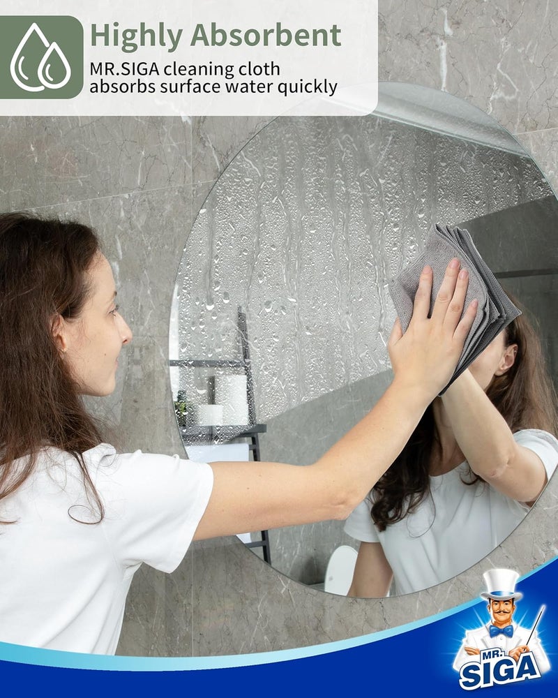 Mr Siga MR.SIGA Microfiber Cleaning Cloths - Pack of 15, All-Purpose, Streak Free, Grey, 30 x 30 cm - Image 3