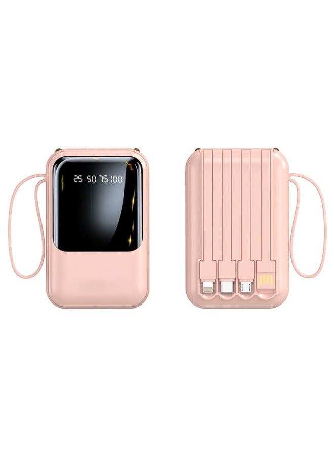 Loquat Mini Comes With Four-line Charging Treasure Large-capacity Portable Cartoon Mobile Power Gift Logo-Colour:Pink 【half Screen】-Power Supply Capacity:5000 Mah 【Export】 - Image 1