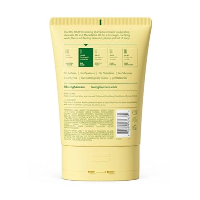 being BIG HAIR Volumizing Shampoo,for Straight & Fine Hair,Avocado & Macadamia Oil 12 fl oz - Image 2