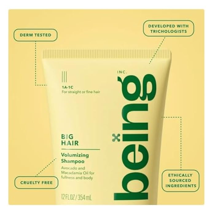 being BIG HAIR Volumizing Shampoo,for Straight & Fine Hair,Avocado & Macadamia Oil 12 fl oz - Image 4