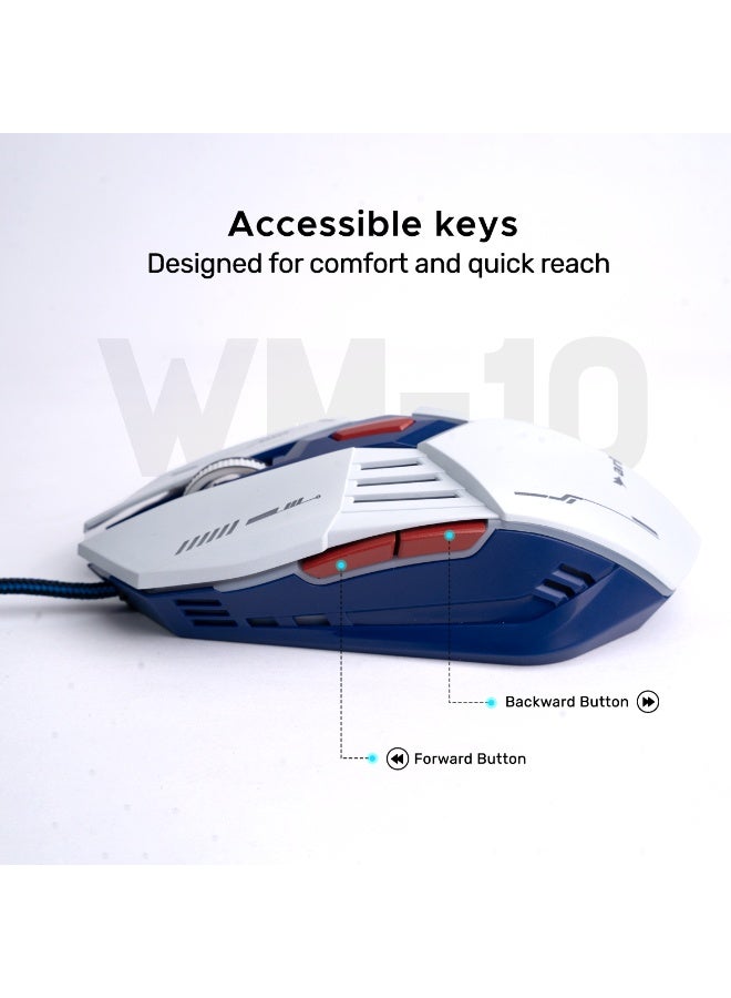 أريزون فأرة الألعاب السلكية عالية الأداء Arizone WM-10 RGB – فأرة بصرية مريحة بستة أزرار مع تحكم جانبي ودقة DPI قابلة للتعديل - Image 2