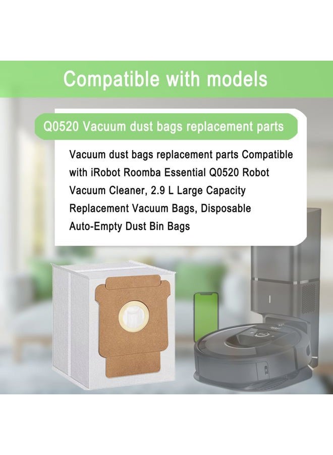 MalhSlix 12 Pack Q0520 Dust Bags for iRobot Roomba Essential Q0520 Robot Vacuum Cleaner, 2.9 L Large Capacity Replacement Vacuum Bags, Disposable Auto-Empty Dust Bin Bags,12 Pack Vacuum Bags - Image 2