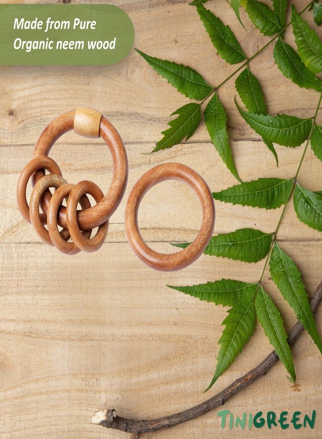 TINIGREEN One Rattle One Ring Shaped Organic Neem Wood Teether Combo for Baby (Pack of 2) - Image 3