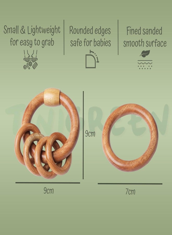 TINIGREEN One Rattle One Ring Shaped Organic Neem Wood Teether Combo for Baby (Pack of 2) - Image 2