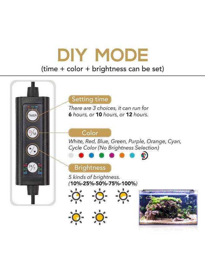 هايغر مصباح LED لحوض السمك من hygger بقوة 42 واط، إضاءة 24/7، وضع شروق الشمس - ضوء النهار - ضوء القمر ووضع اصنعها بنفسك، إضاءة قابلة للتعديل مع مؤقت وقوس قابل للتمديد، 7 ألوان لحوض السمك المزروع - Image 2