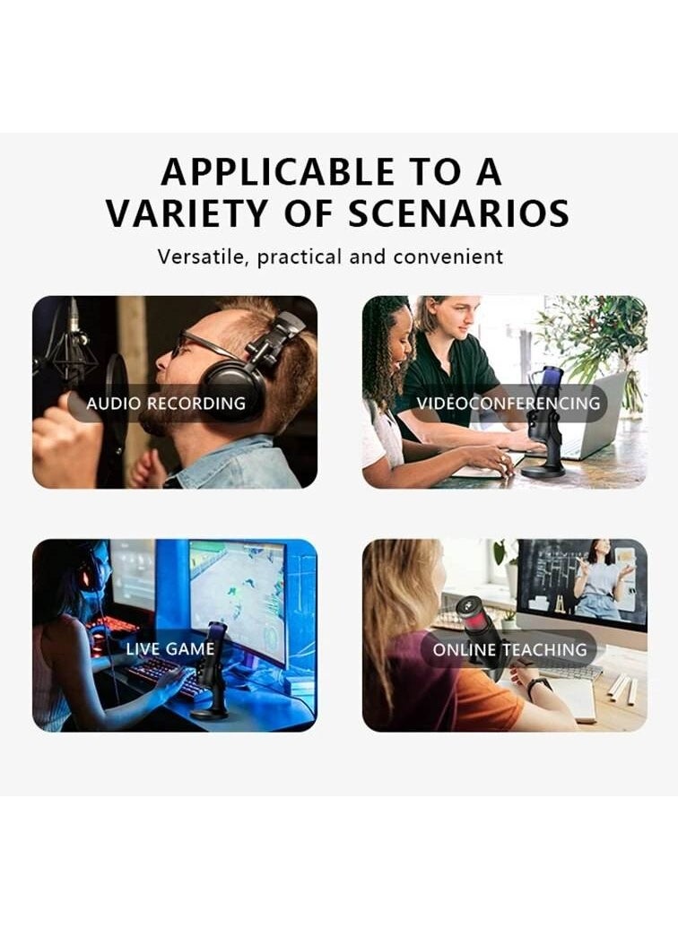 USB Condenser Microphone Gaming Mic for PC, PS5, PS4, Plug and Play Anti-Vibration Shock Mount Noise Reduction for Streaming Podcasting Recording Home Studio.