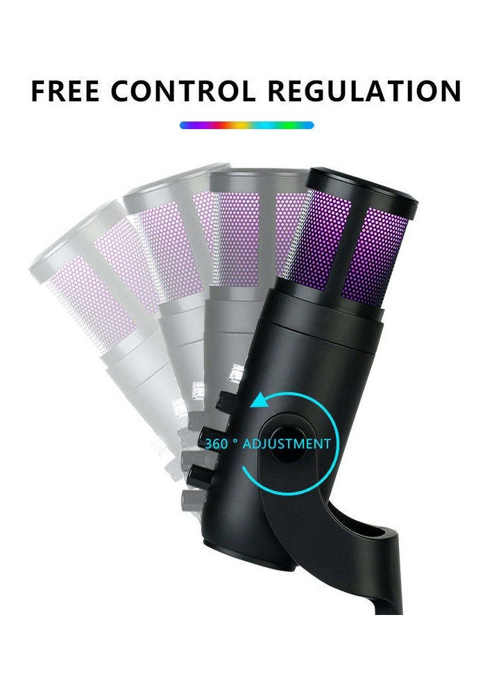 USB Condenser Microphone Gaming Mic for PC, PS5, PS4, Plug and Play Anti-Vibration Shock Mount Noise Reduction for Streaming Podcasting Recording Home Studio.