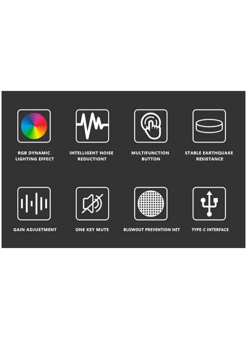 USB Condenser Microphone Gaming Mic for PC, PS5, PS4, Plug and Play Anti-Vibration Shock Mount Noise Reduction for Streaming Podcasting Recording Home Studio.
