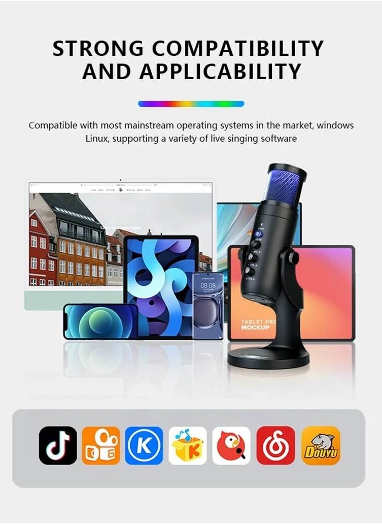 USB Condenser Microphone Gaming Mic for PC, PS5, PS4, Plug and Play Anti-Vibration Shock Mount Noise Reduction for Streaming Podcasting Recording Home Studio.