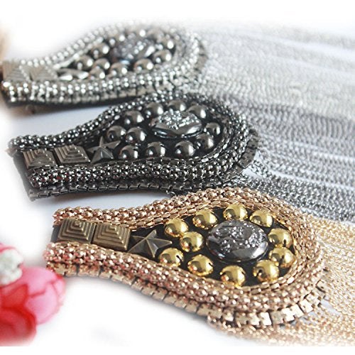 Zthread Long Chain Tassel Halloween Shoulder Epaulet Gold Chian Tassel Blazer Shoulder Boards Punk Military Uniform Shoulder Epaulltes Men and Women Customes Accessories by pair - Image 5