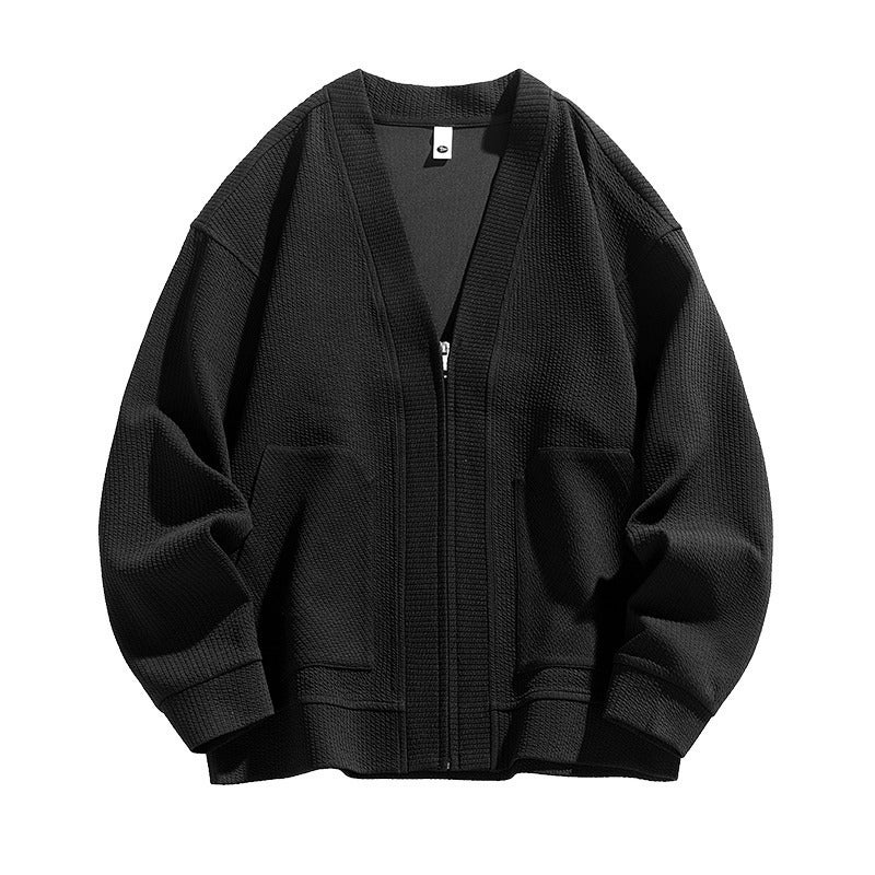 Cardigan Trendy Brand Loose Collarless V-Neck Knitwear Jacket Casual Versatile Jacket Autumn Top - Image 4
