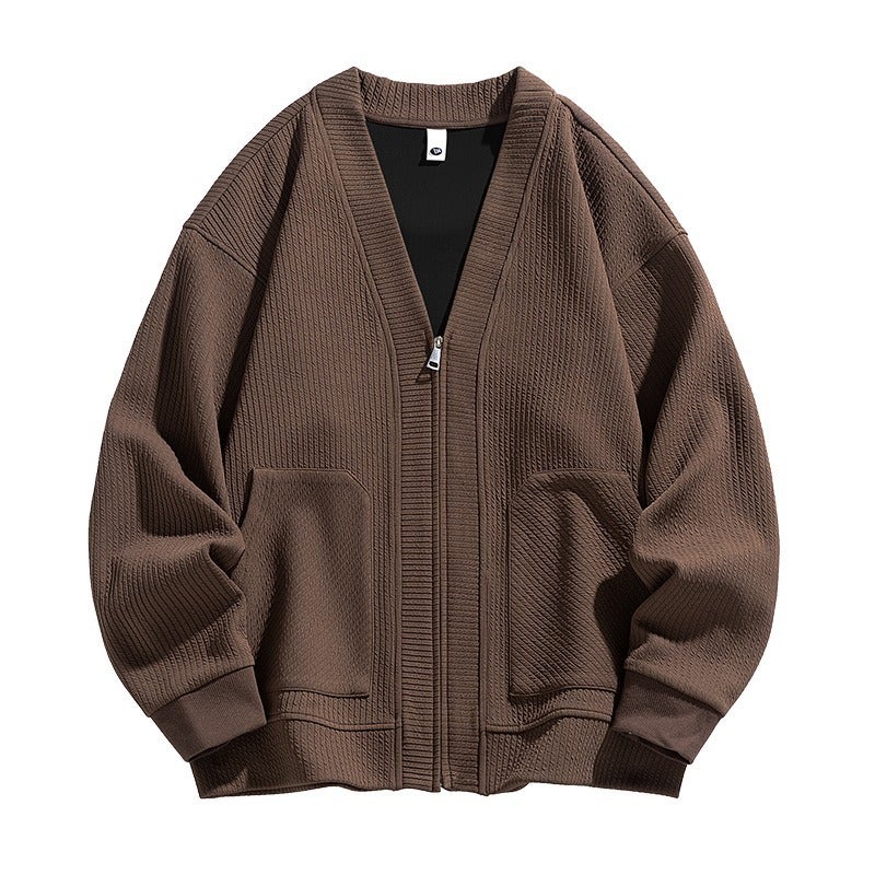 Cardigan Trendy Brand Loose Collarless V-Neck Knitwear Jacket Casual Versatile Jacket Autumn Top - Image 5