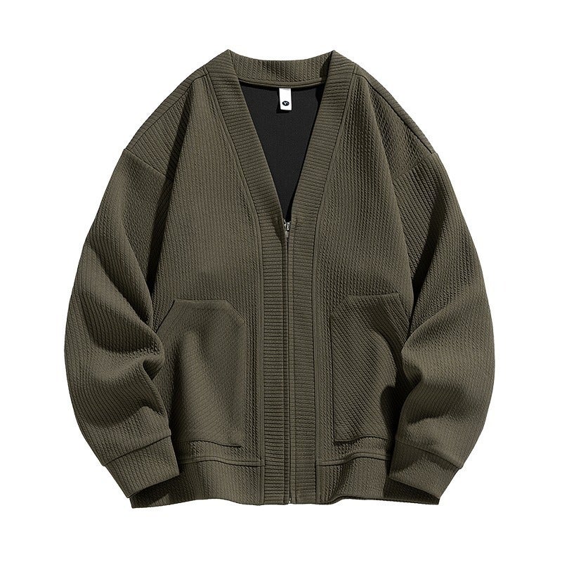 Cardigan Trendy Brand Loose Collarless V-Neck Knitwear Jacket Casual Versatile Jacket Autumn Top - Image 3