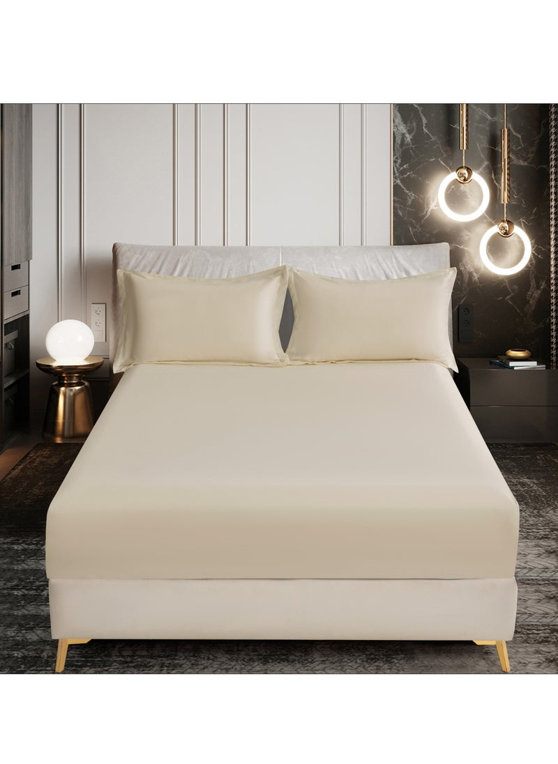 Donetella Bedding Fitted Sheet - Fits 90x190 Cm Bed For Single Bed 2 Pcs (1 Fitted Sheet and 1 Pillowcase) - 30 Cm Deep Pocket - Solid Bed Sheet  - Image 1