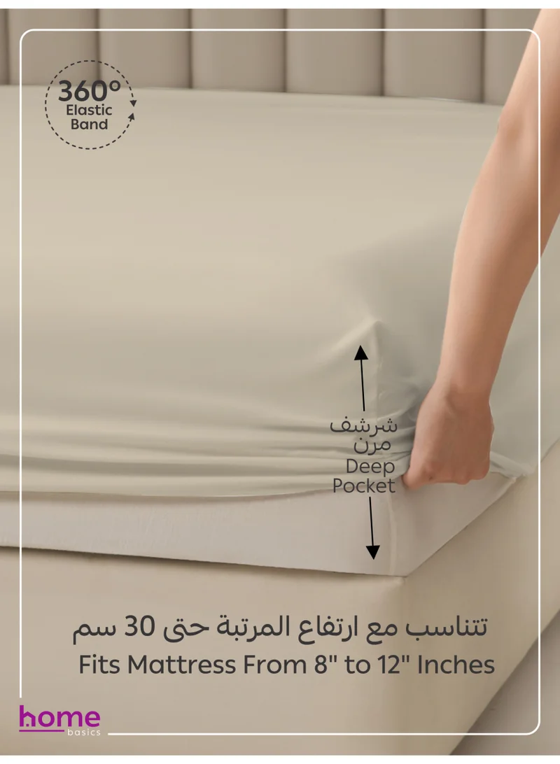 Donetella SINGLE (90x200cm) Bedding Fitted Sheet - Fits 90x200 Cm Bed For Single Bed 2 Pcs (1 Fitted Sheet and 1 Pillowcase) - 30 Cm Deep Pocket - Solid Bed Sheet  | Best Price UAE
