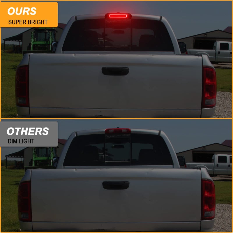R&F Auto LED Smoked Lens High Mount Brake Light Replacement for Ram 1500 2500 3500 (2002-2008), for Ram 2500 3500 (2009) Roof Cargo Lights Third Brake Lamp with Seal Foam Gaskets F1 Style Red Flash - Image 3