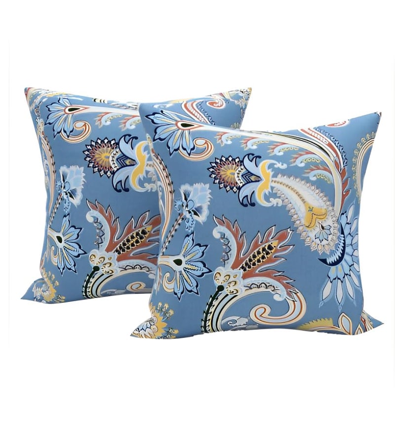 Premium 220TC Diwan Bedsheet 8 Pieces Glace Cotton Designer Printed Standard Diwan Set 1 Single Bedsheet 2 Bolster Covers 5 Cushion Covers 60X90 Inch 16x16 Inch 18x28 Inch Blue  - Image 3