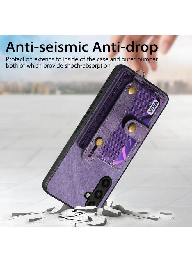 اس-توب جراب لهاتف Samsung Galaxy A04s مع سوار معصم بتصميم متقاطع عتيق ومحفظة جلدية وغطاء خلفي للهاتف - Image 2