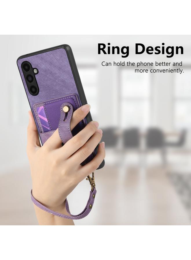 اس-توب جراب لهاتف Samsung Galaxy A04s مع سوار معصم بتصميم متقاطع عتيق ومحفظة جلدية وغطاء خلفي للهاتف - Image 3