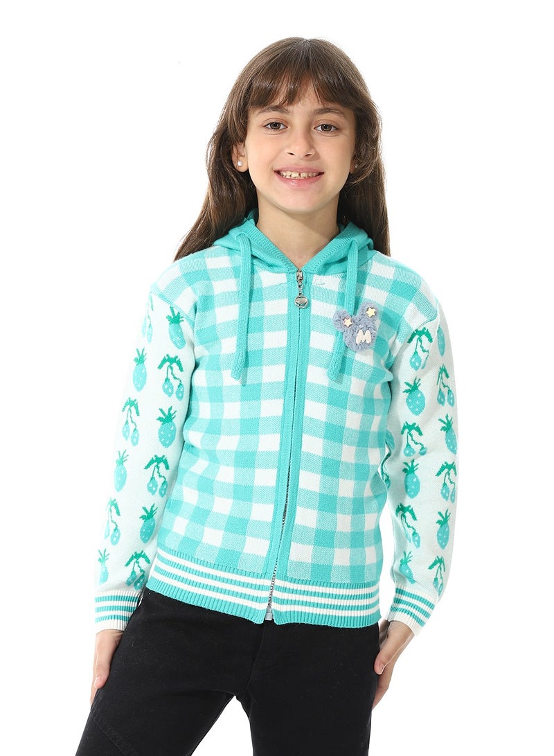 Andora Girls Checker Knitted  Sweater - Image 1