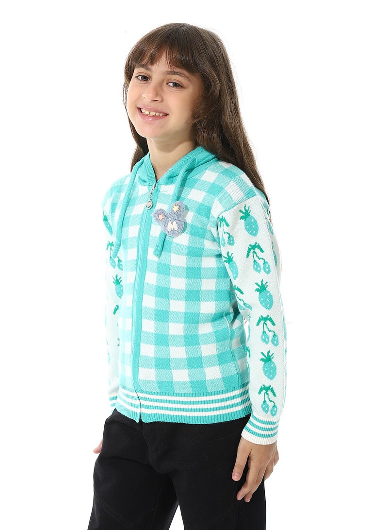 Andora Girls Checker Knitted  Sweater - Image 2