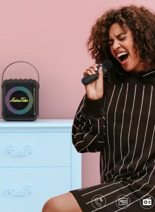 Haino Teko MS 41 Mini Wireless Bluetooth Portable Speaker with Mic – Compact High Bass Travel Speaker, Hands-Free Calling, Long Battery Life, Lightweight Sound System for Outdoor, Home & Office – Black - Image 3