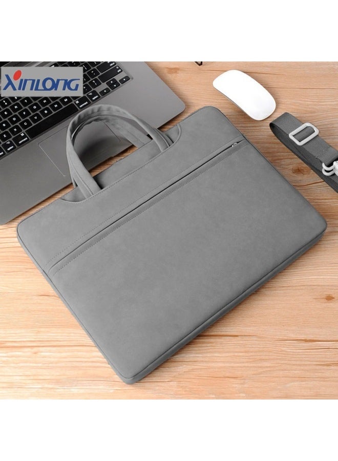 XIN-LONG Leather Shoulder Laptop Bag Large Capacity Portable Laptop Bag 14/15.6 Inch Printed Logo - Image 1