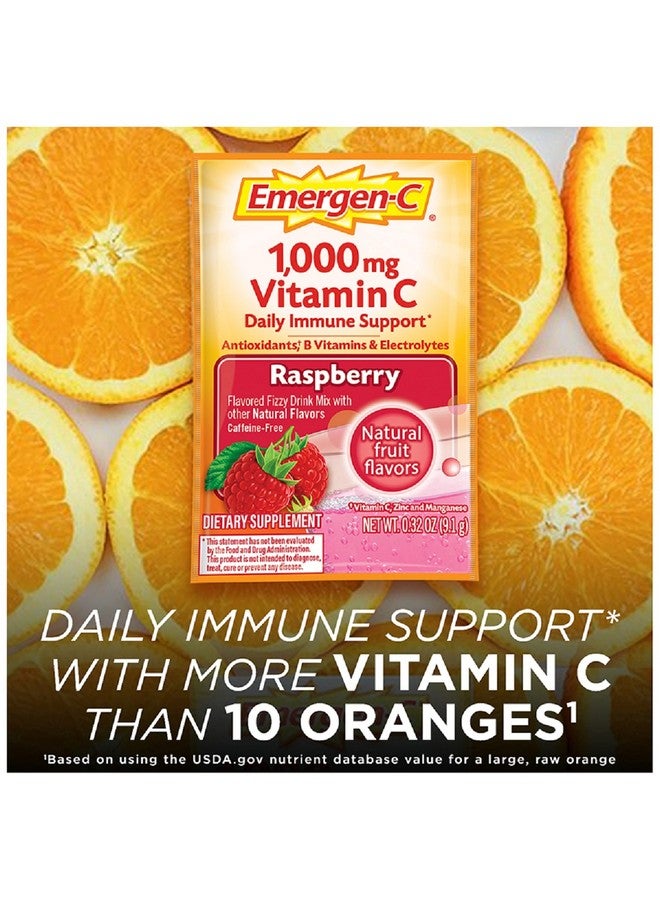 Emergen-C 1000Mg Vitamin C Powder With Antioxidants B Vitamins And Electrolytes Vitamin C Supplements For Immune Support Caffeine Free Drink Mix Raspberry Flavor 60 Count/2 Month Supply - Image 4