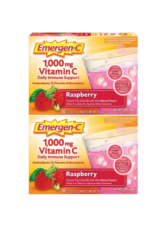 Emergen-C 1000Mg Vitamin C Powder With Antioxidants B Vitamins And Electrolytes Vitamin C Supplements For Immune Support Caffeine Free Drink Mix Raspberry Flavor 60 Count/2 Month Supply - Image 2