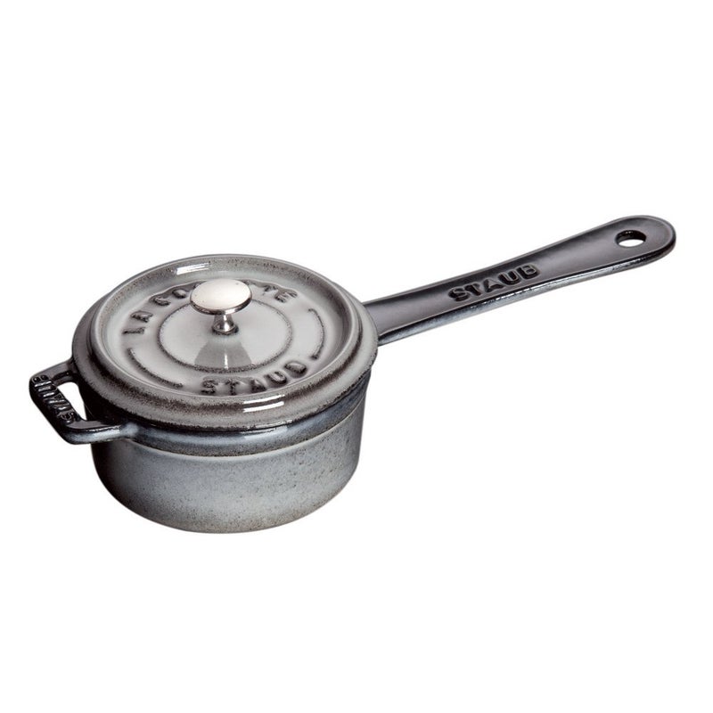 Staub Cast Iron 025qt Mini Saucepan  Graphite Grey Made in France