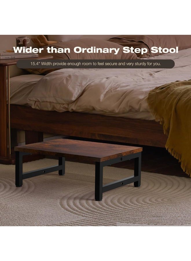 Flottian 6" Wooden Step Stools for Adults Kids,15.4" Extra Wide Heavy Duty Step Stool Holds Up to 300 lbs,Bed Step Stool for High Beds,Stools for Bedroom,Kitchen,SUV ect,Easy Assemble,Rustic Brown - Image 4