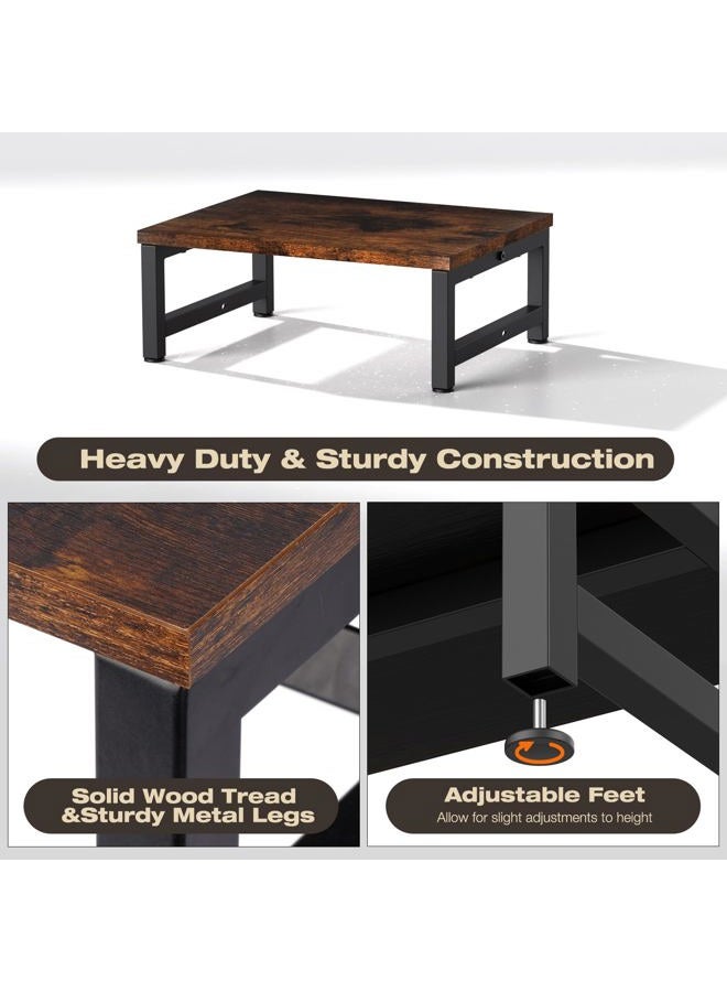 Flottian 6" Wooden Step Stools for Adults Kids,15.4" Extra Wide Heavy Duty Step Stool Holds Up to 300 lbs,Bed Step Stool for High Beds,Stools for Bedroom,Kitchen,SUV ect,Easy Assemble,Rustic Brown - Image 3