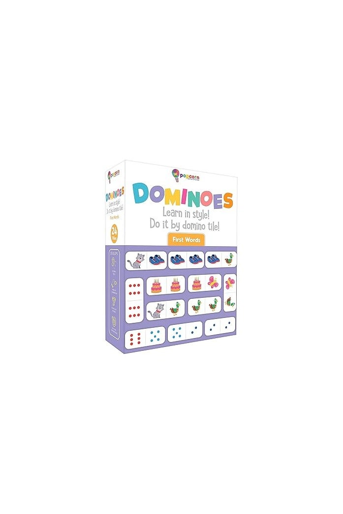 Green Tiger Popcorn Games & Puzzles First Words Dominoes for Kids 24 Tiles Board Dominoes Help in Focus & Concentration in Child - Image 1