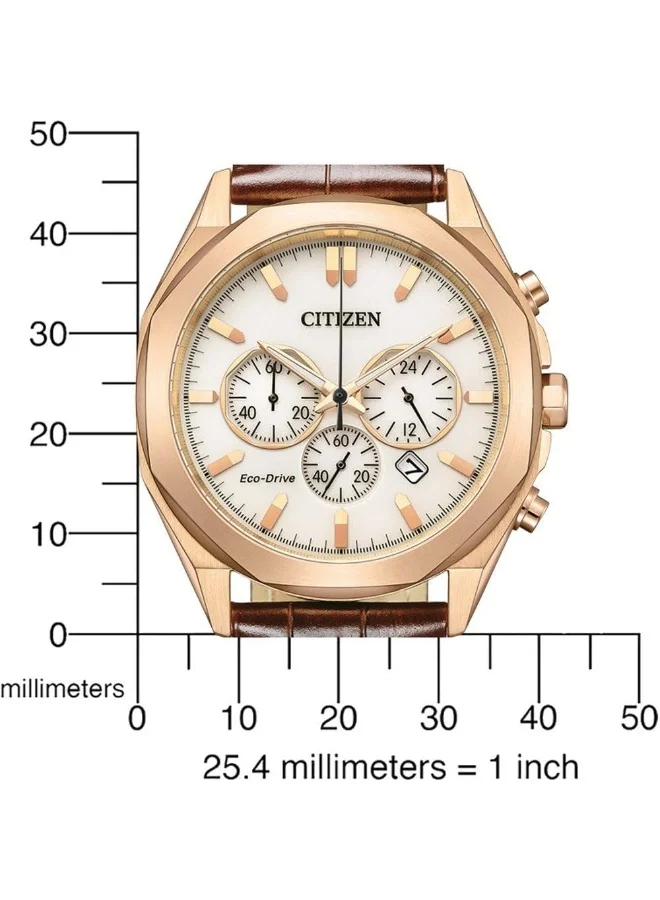 CITIZEN Men's Calf Leather Eco-Drive Chronograph Watch CA4593-15A - 41 mm