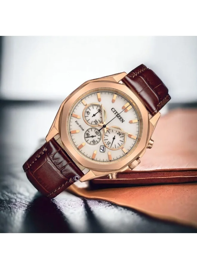 CITIZEN Men's Calf Leather Eco-Drive Chronograph Watch CA4593-15A - 41 mm