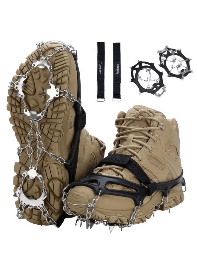 Uelfbaby Crampons Upgraded 19 Spikes Ice Snow Grips Traction Cleats System Safe Protect for Walking, Jogging, or Hiking on Snow and Ice (Large) - Image 1
