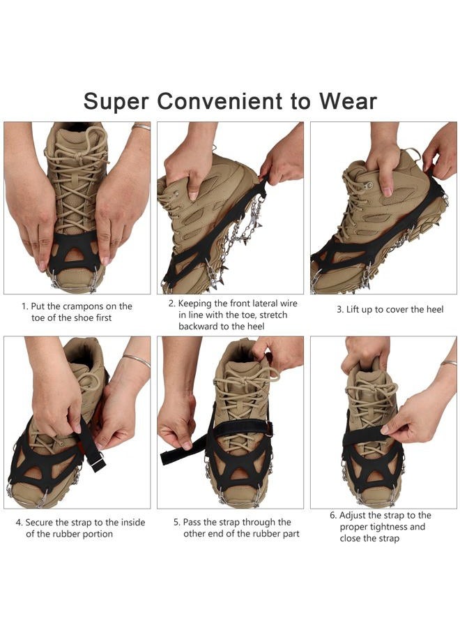 Uelfbaby Crampons Upgraded 19 Spikes Ice Snow Grips Traction Cleats System Safe Protect for Walking, Jogging, or Hiking on Snow and Ice (Large) - Image 4