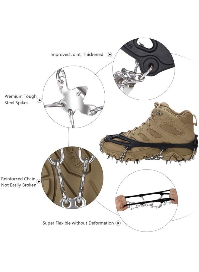 Uelfbaby Crampons Upgraded 19 Spikes Ice Snow Grips Traction Cleats System Safe Protect for Walking, Jogging, or Hiking on Snow and Ice (Large) - Image 3