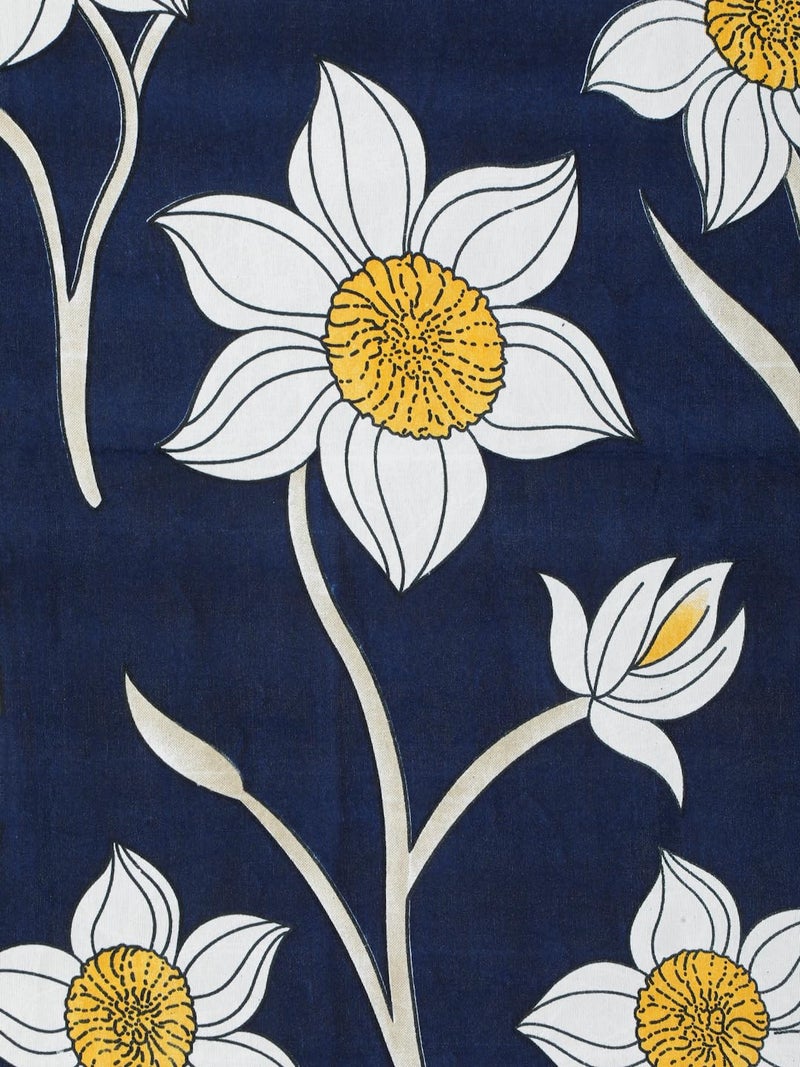 Fashion String 144TC Blue Garden Delight Double Bedsheet with 2 Pillow Covers - Image 4