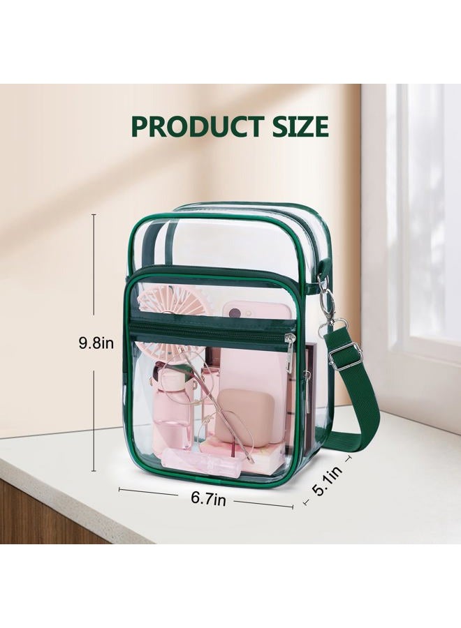 Blvornl Clear Crossbody Bag with Adjustable Shoulder Strap, Stadium Approved PVC Clear Purse Bag with Front Pocket, Clear Messenger Bag for Women and Men for Concerts Sports Events (Green) - Image 3