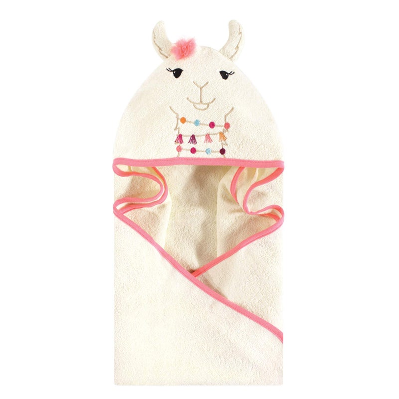 Little Treasure Unisex Baby Cotton Animal Face Hooded Towel, Llama, One Size - Image 3