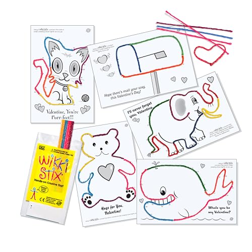 WikkiStix Wikki Stix Valentine's Fun Favors 50 Pak. Valentine's Gifts for Kids and Kids Classroom Gift Bags. 50 Individually Packaged Paks, each with 8 Wikki Stix and Connect-the-Dot Craft. Made in USA - Image 5
