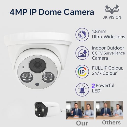 JK Vision 4MP IP Dome Camera with 1.8mm Ultra-Wide Lens |24/7 Color, 3Powerful LED, Indoor Outdoor CCTV Surveillance Camera | Full HD Network Security Camera for Home, Office & Shop - Image 2