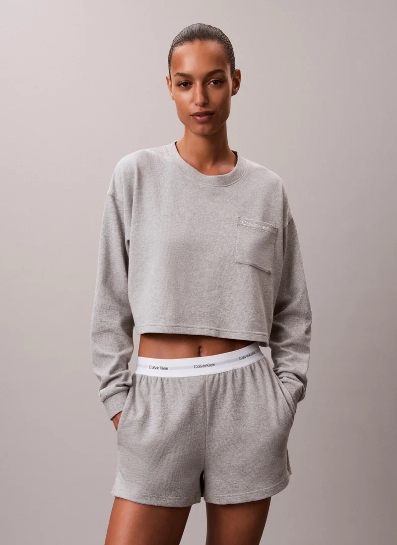 CALVIN KLEIN Logo long Sleeve Cropped Top